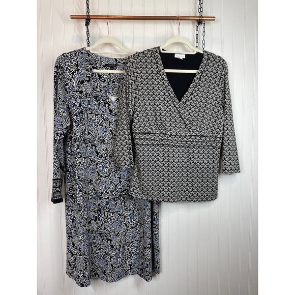 J. Jill & Charter Club Surplice Pullover Blouse & Midi Shift Dress Bundle Sze XL - Picture 1 of 12